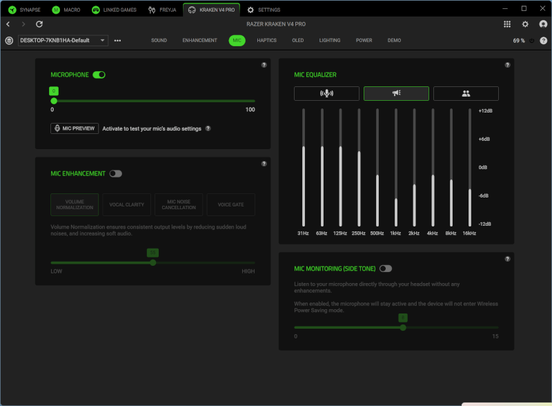 Mic Equalizer Settings Razer Kraken Ultimate Mic Settings Mic