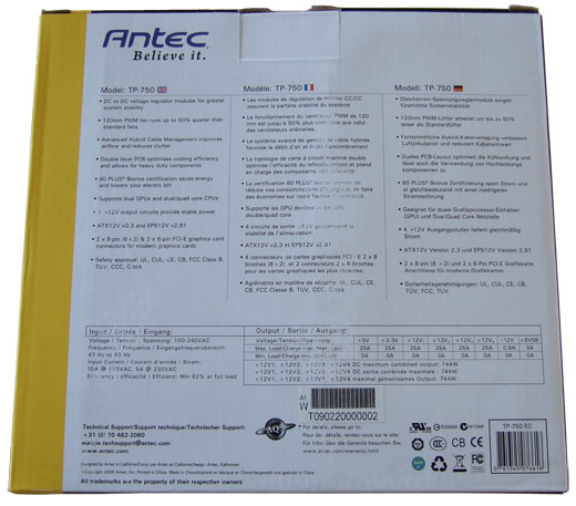 Antec TruePower TP-750 box back