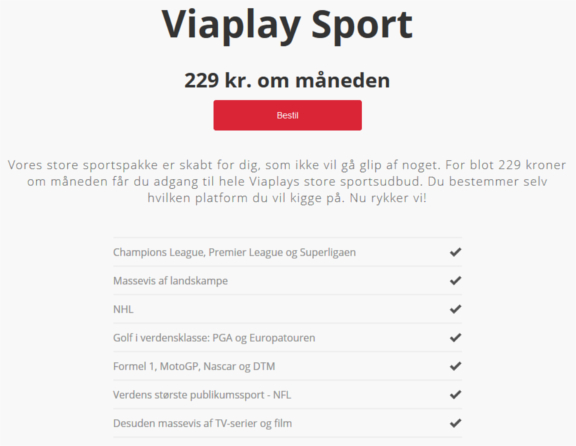 Viaplay Sport pris