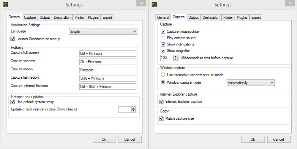 greenshot settings greenshot settings