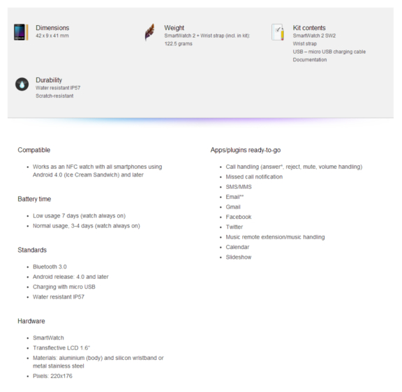Specs og features