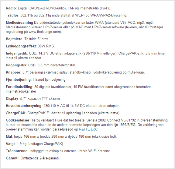 Specs from web