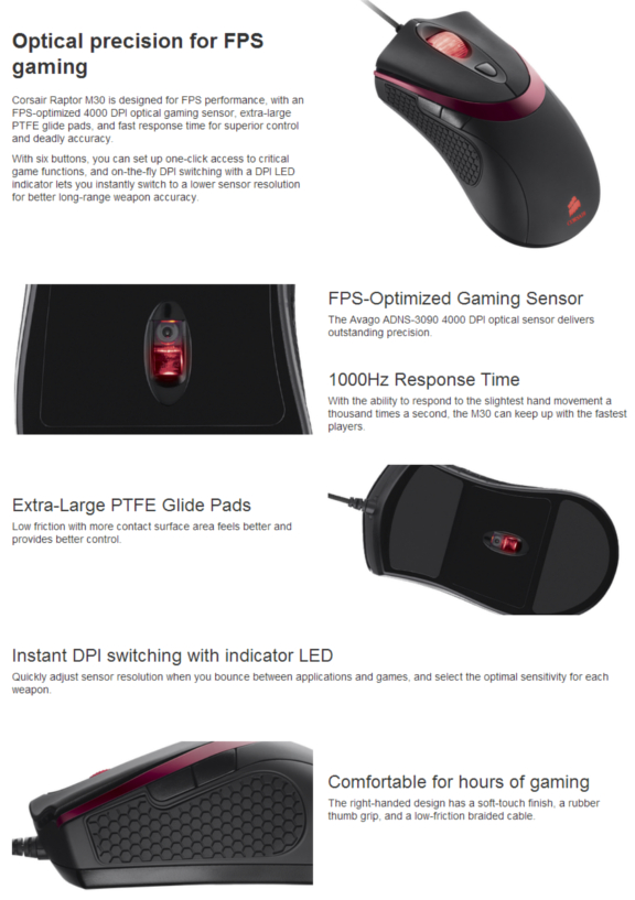 Corsair Raptor M30 gamer mus