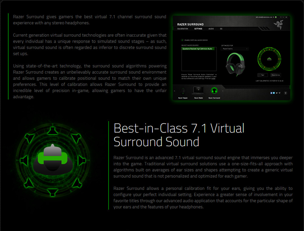 Razer Surround Pro 7.1 Gaming Audio Software